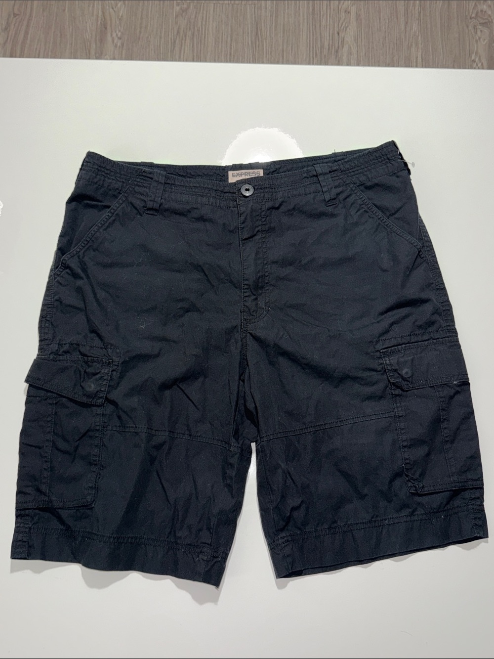 Express Men’s Black Cargo Shorts with Utility Pockets